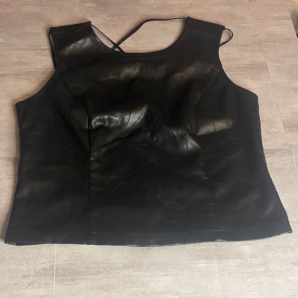Marc New York- Faux Leather Black Women's Top